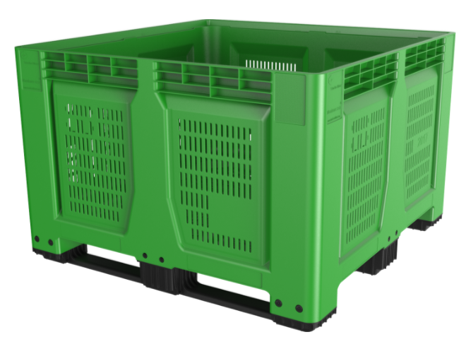 48 x 48 x 31 – Fixed Wall Bulk Container – Vented, 3 Runners