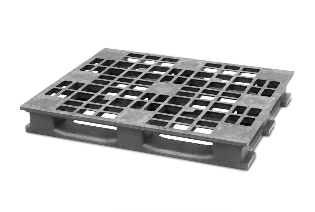 48 x 40 – Stackable Plastic Pallet – 6 Runners, Open Deck
