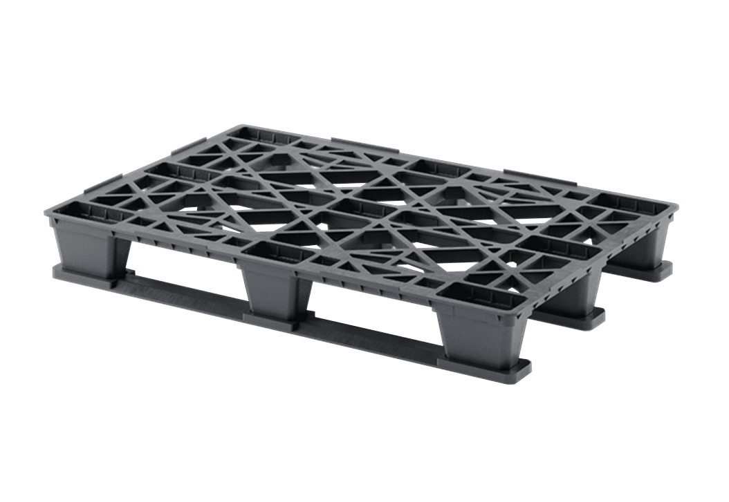 48 x 32 – One Way/Export, Rackable Plastic Pallet – 3 Runners, Open Deck