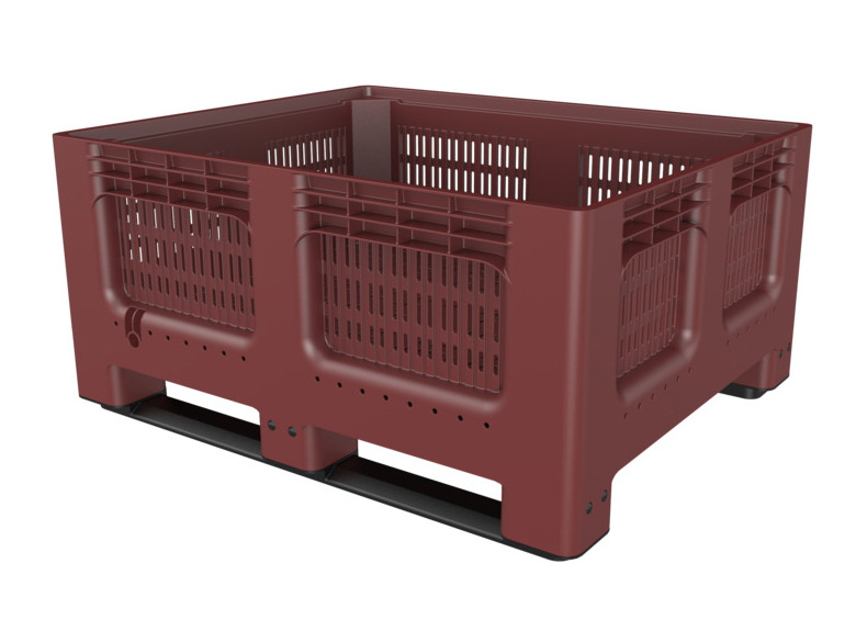 48 x 40 x 23 – Fixed Wall Bulk Container – Vented, 2 Runners