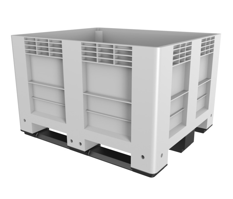 48 x 40 x 30 – Fixed Wall Bulk Container – Solid Wall, 3 Runners