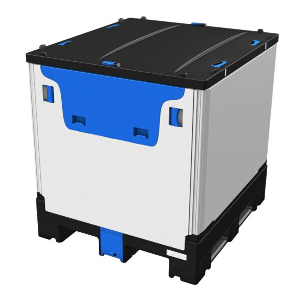 Collapsible Liquid Intermediate Bulk Container With Bottom Discharge And Drop Door