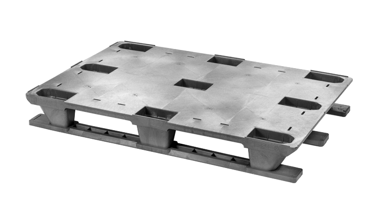 48 x 32 – Retail Plastic Pallet – Closed Deck, 3 Runners