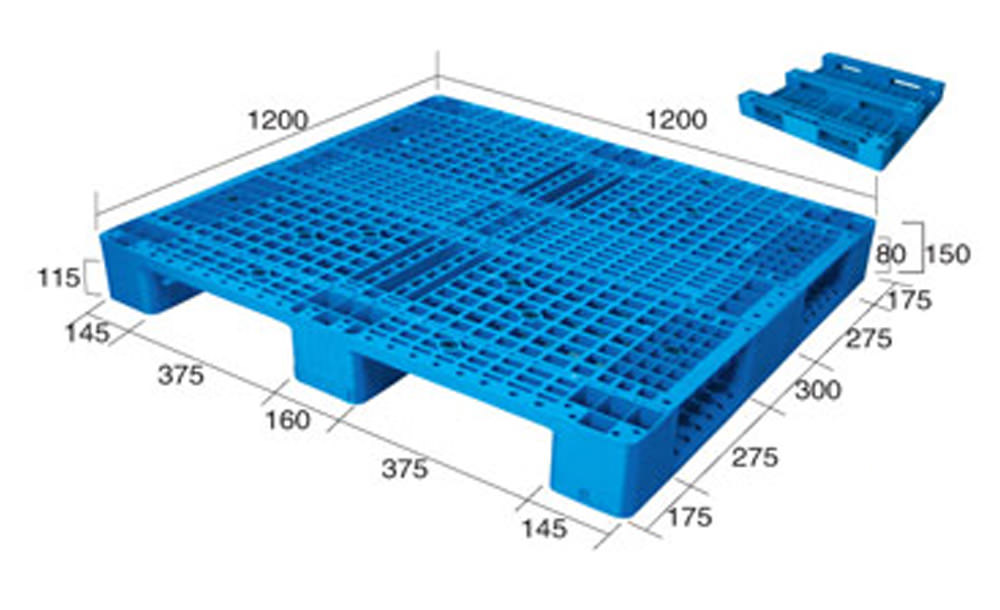 48 x 48 – Rackable Plastic Pallet – Heavy-Duty, Open Deck, 3 Runners
