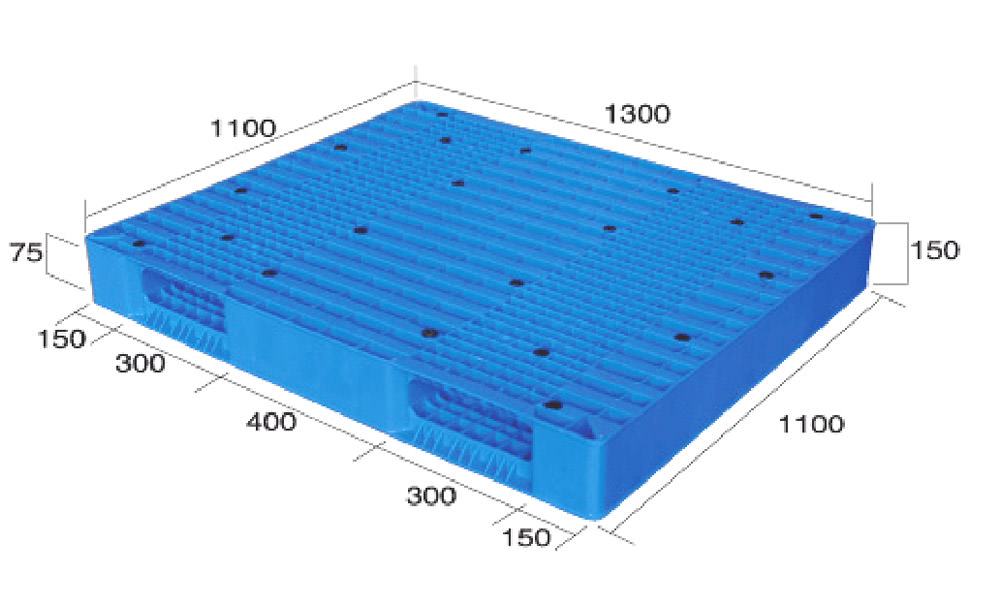 52 x 44 – Rackable Plastic Pallet – Open Deck, Double-Sided