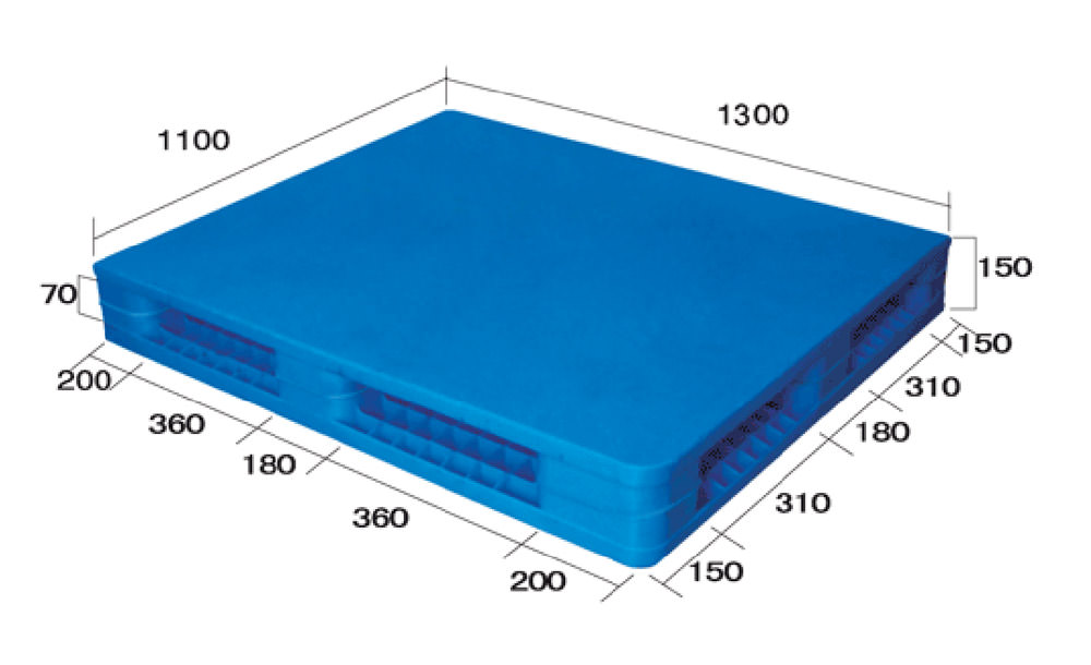 52 x 44 – Rackable Plastic Pallet – Closed Deck, Double-Sided