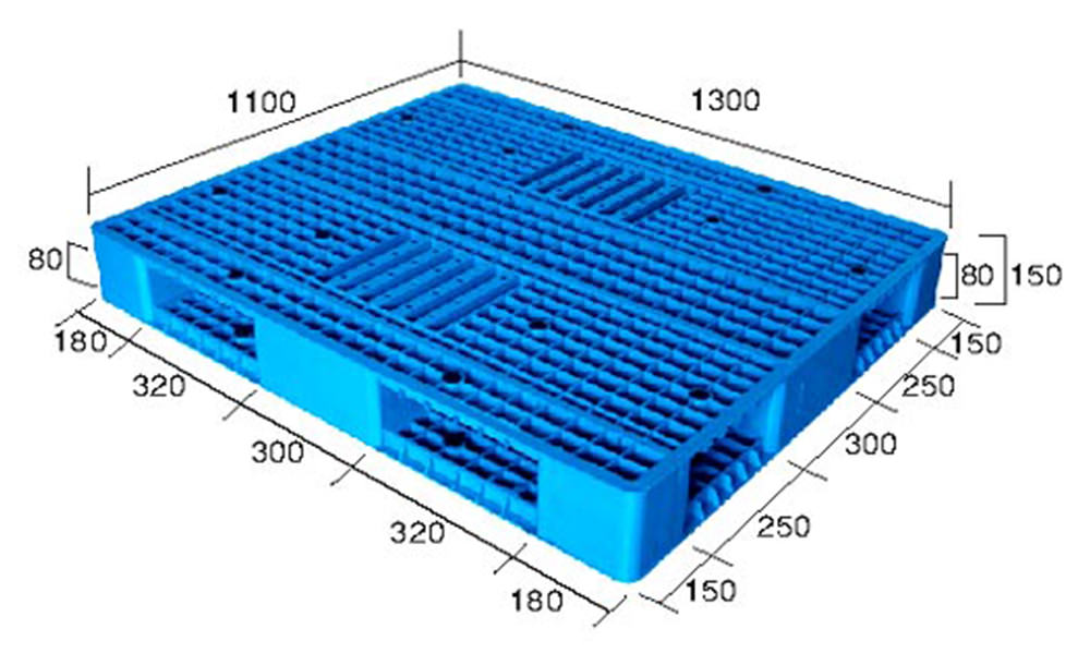 52 x 44 – Rackable Plastic Pallet – Open Deck, Double-Sided
