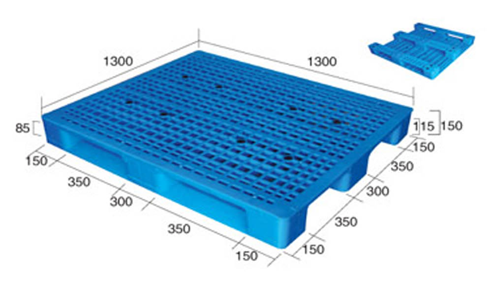 52 x 52 – Rackable Plastic Pallet – Open Deck, 3 Runners