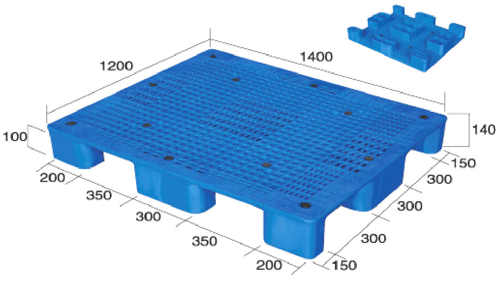 56 x 48 – Stackable Plastic Pallet – Open Deck, 9 Feet
