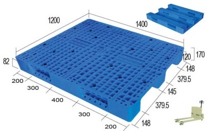 56 x 48 – Rackable Plastic Pallet – Open Deck, 3 Runners