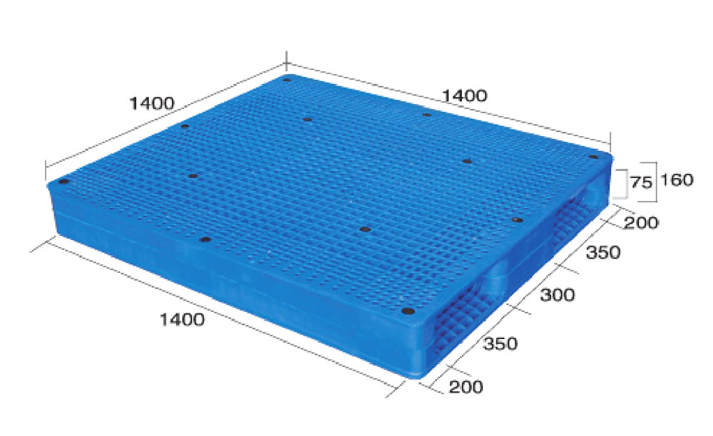 56 x 56 – Rackable Plastic Pallet – Open Deck, 6 Runners