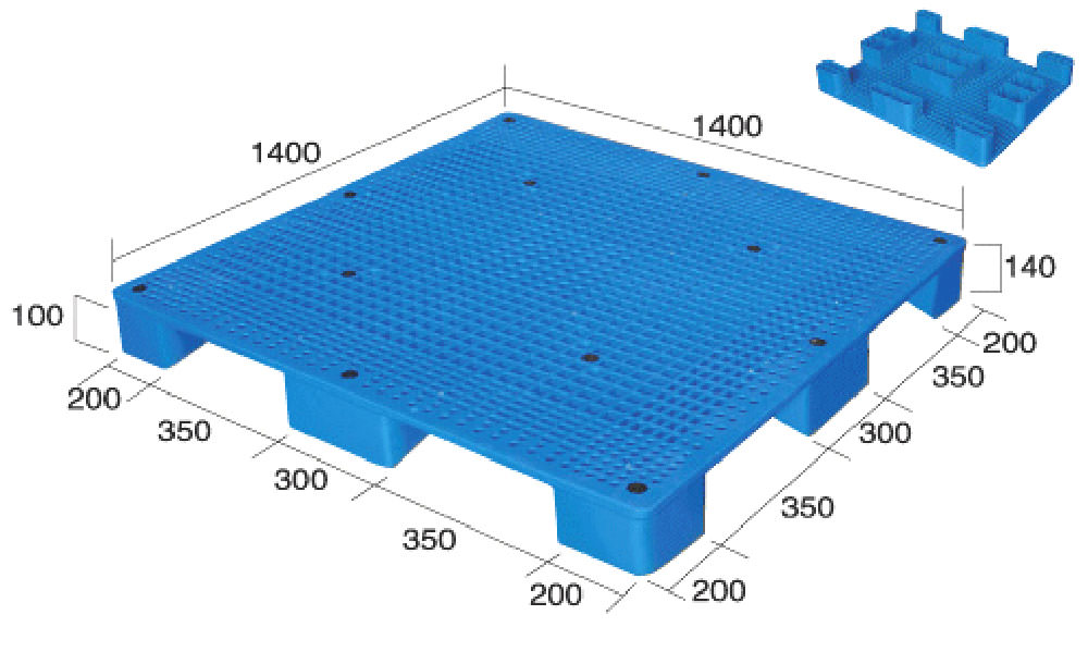 56 x 56 – Stackable Plastic Pallet – Open Deck, 9 Feet