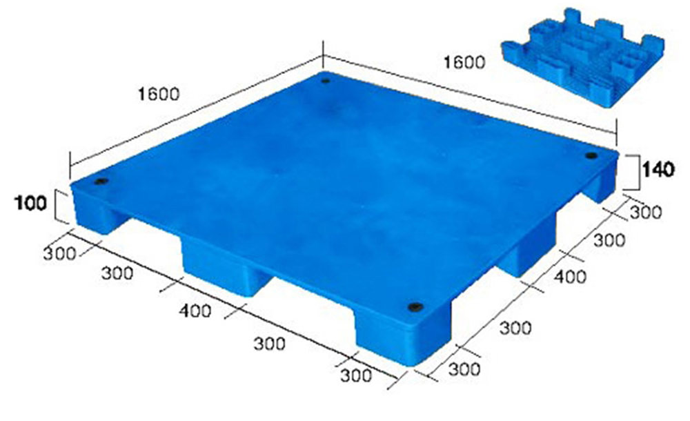 63 x 63 – Stackable Plastic Pallet – Closed Deck, 9 Feet