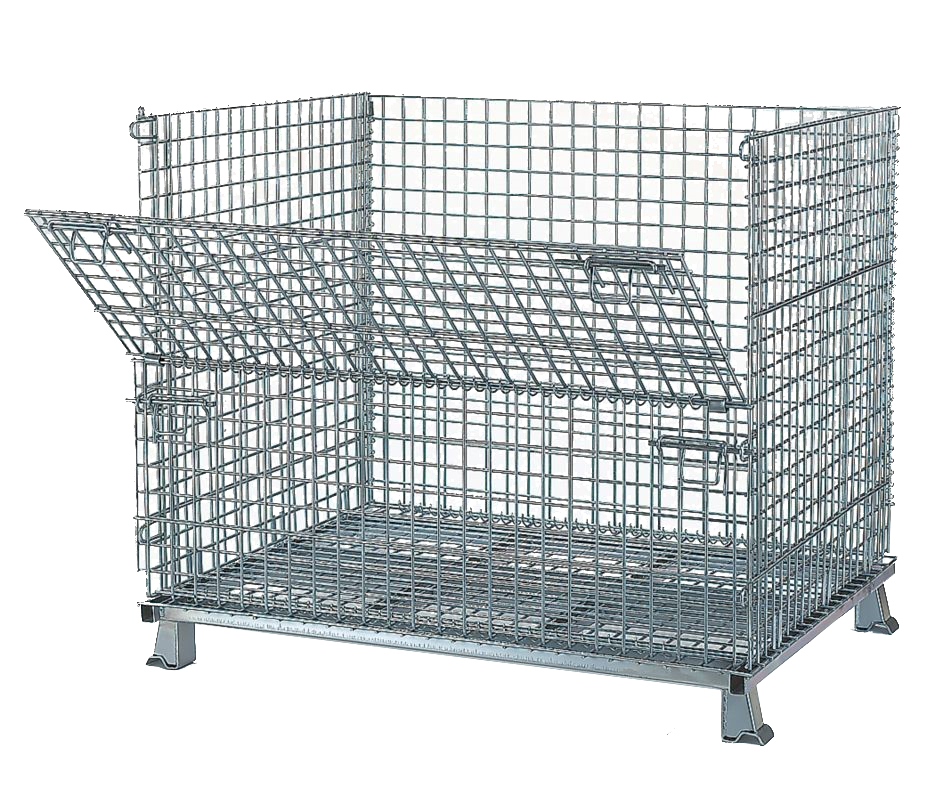 48 x 40 x 38 – Wire Bulk Container Collapsible With HalfDrop Door And Casters