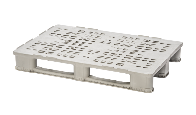 48 x 32 – Stackable Plastic Pallet – 3 Runners, Open Deck