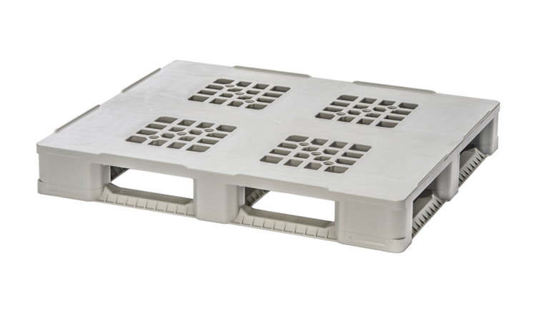48 x 40 – Stackable Plastic Pallet – 6 Runners, Open Deck