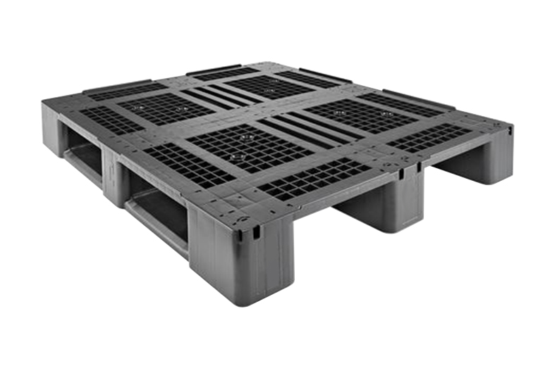 48 x 40 – Stackable Plastic Pallet – 5 Runners, Rods, Open Deck