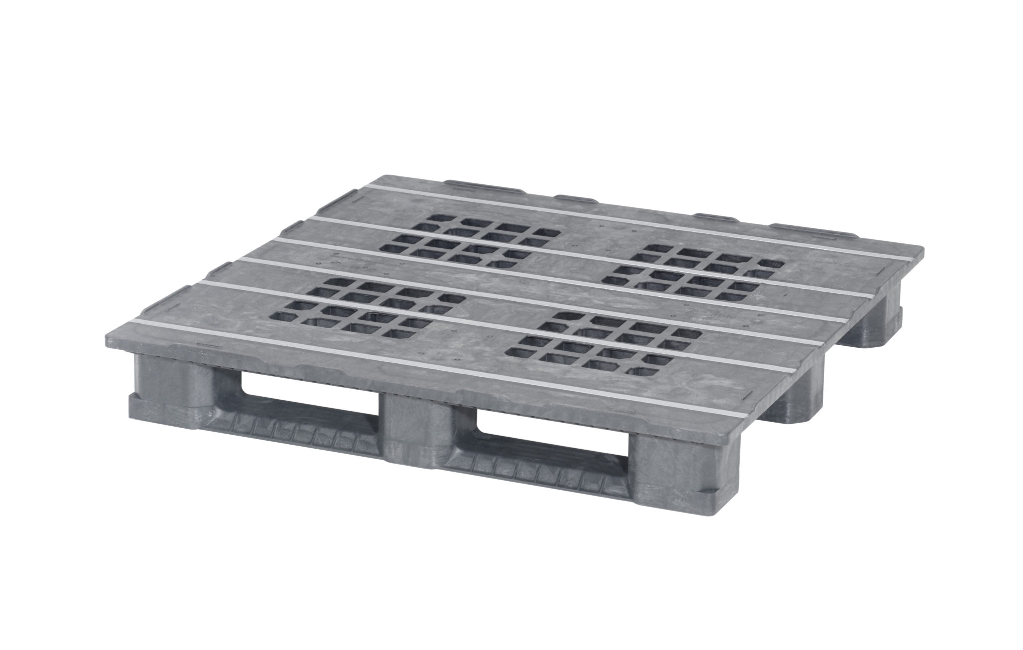 48 x 48 – Stackable Plastic Pallet – 3 Runners, Open Deck