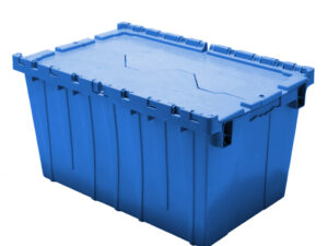 blue attached lid finger lid container
