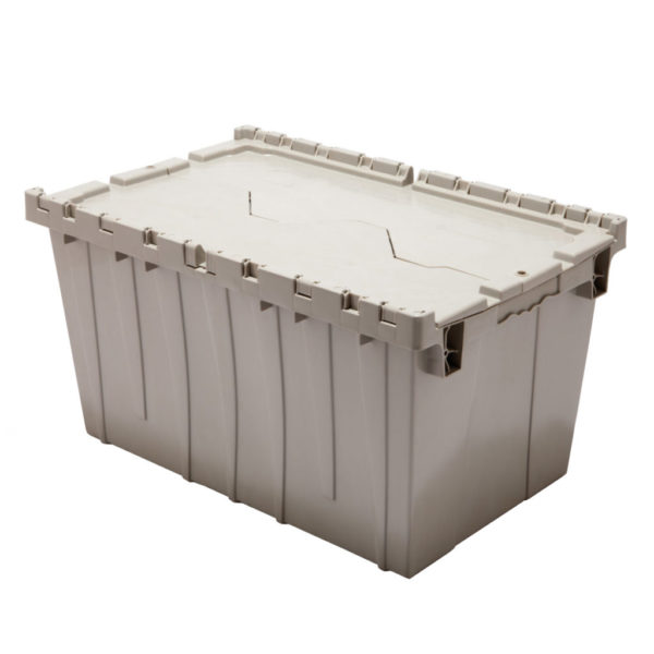handheld 27 x 17 inch attached lid container in gray