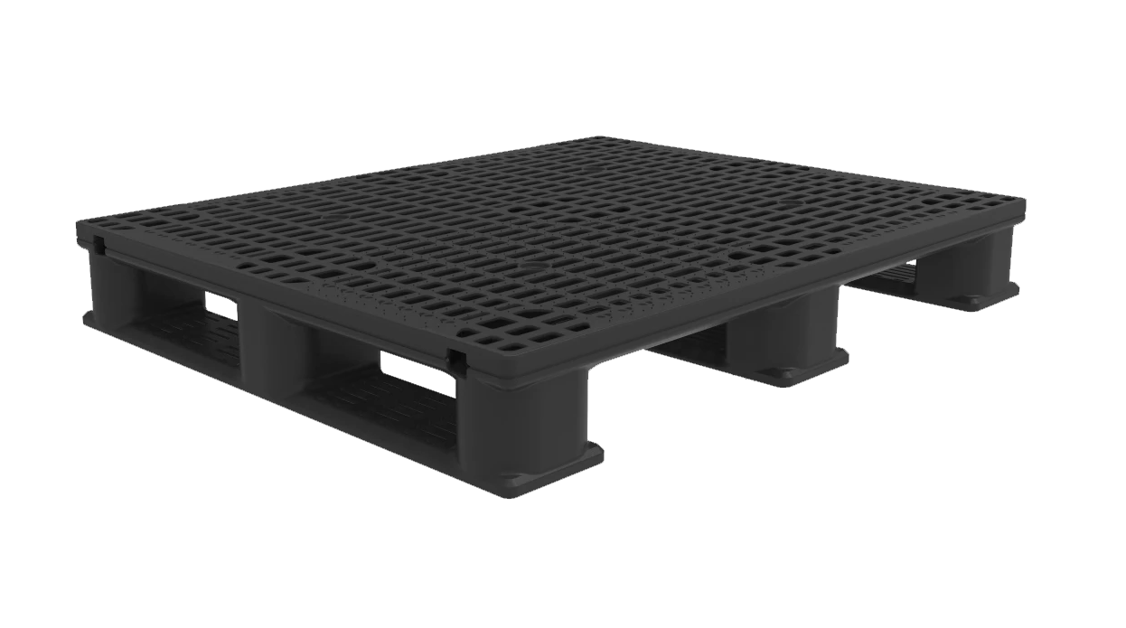 40 x 32 – Rackable Plastic Pallet – Open Deck, 3 Runners