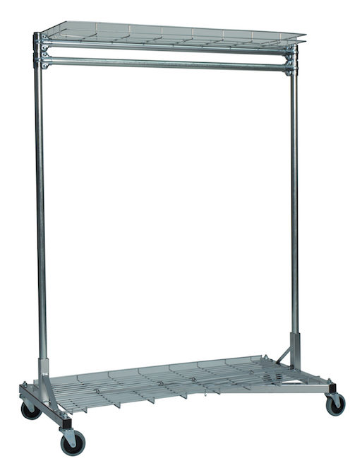 51 x 23 x 67 – Rolling Clothing Rack – Top And Bottom Shelves
