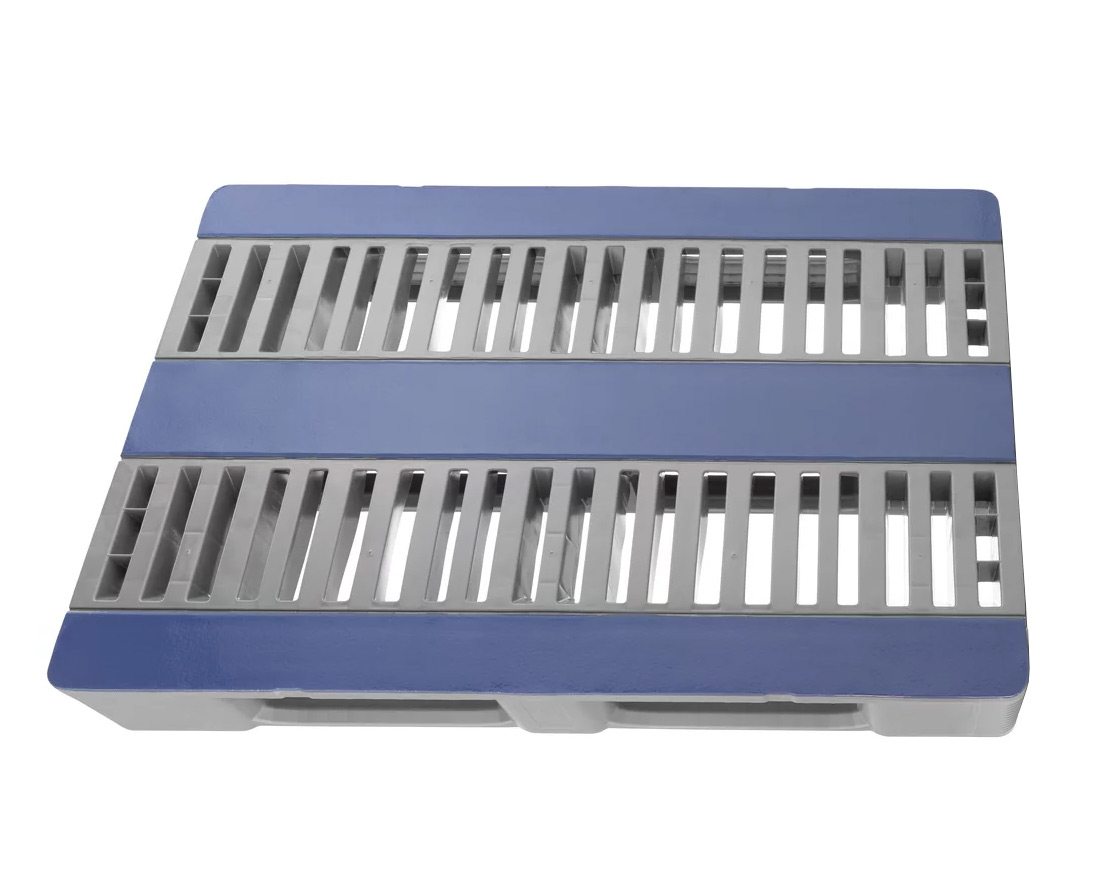 48 x 32 – Rackable Plastic Pallet – Open Deck, 3 Runners