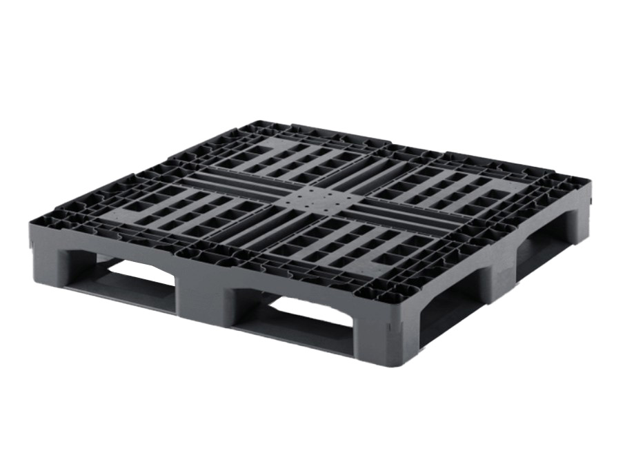 43 x 43 – Rackable Plastic Pallet – Open Deck, 6 Runners