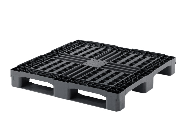 45 x 45 – Rackable Plastic Pallet – Open Deck, 3 Runners