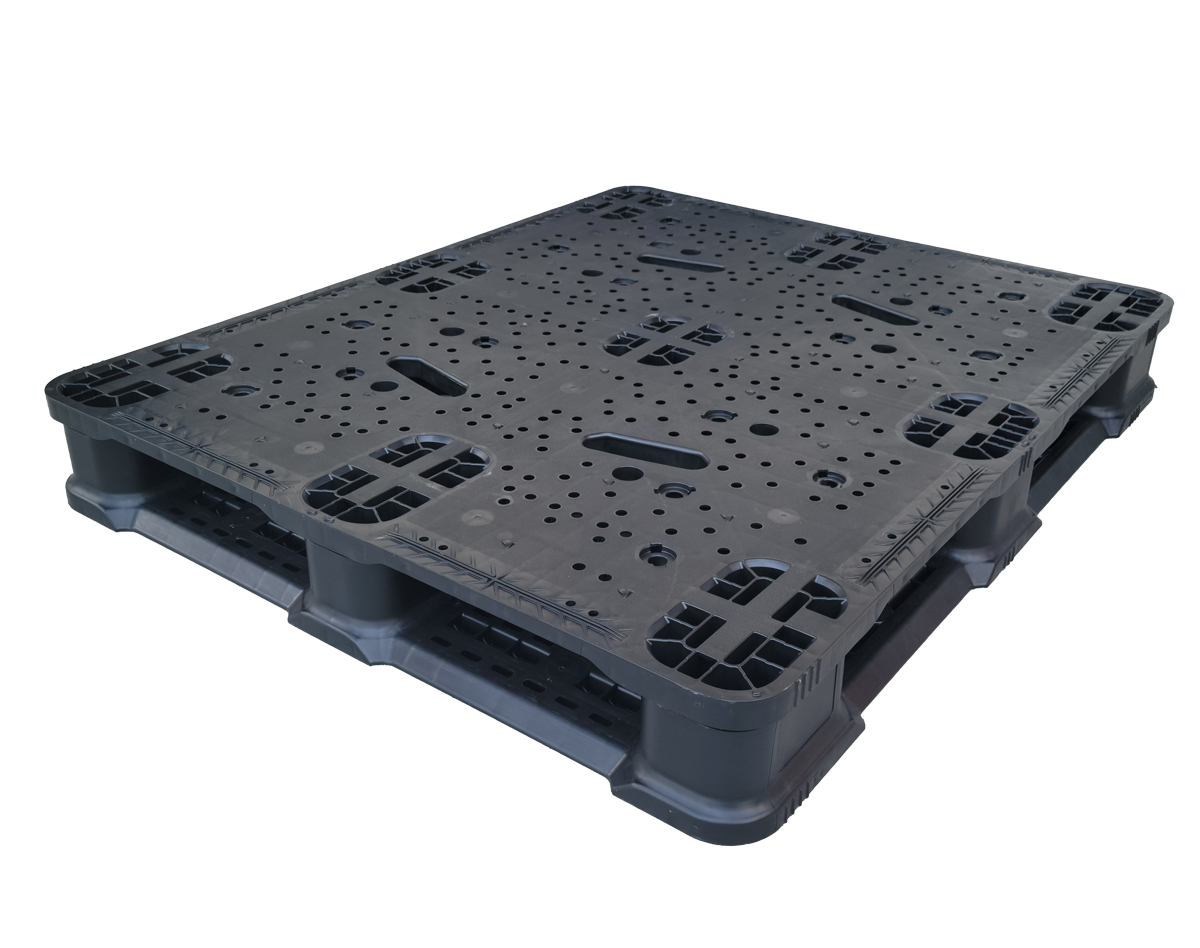 48 x 40 – Rackable Plastic Pallet – Open Deck, 6 Runners, Heavy Duty
